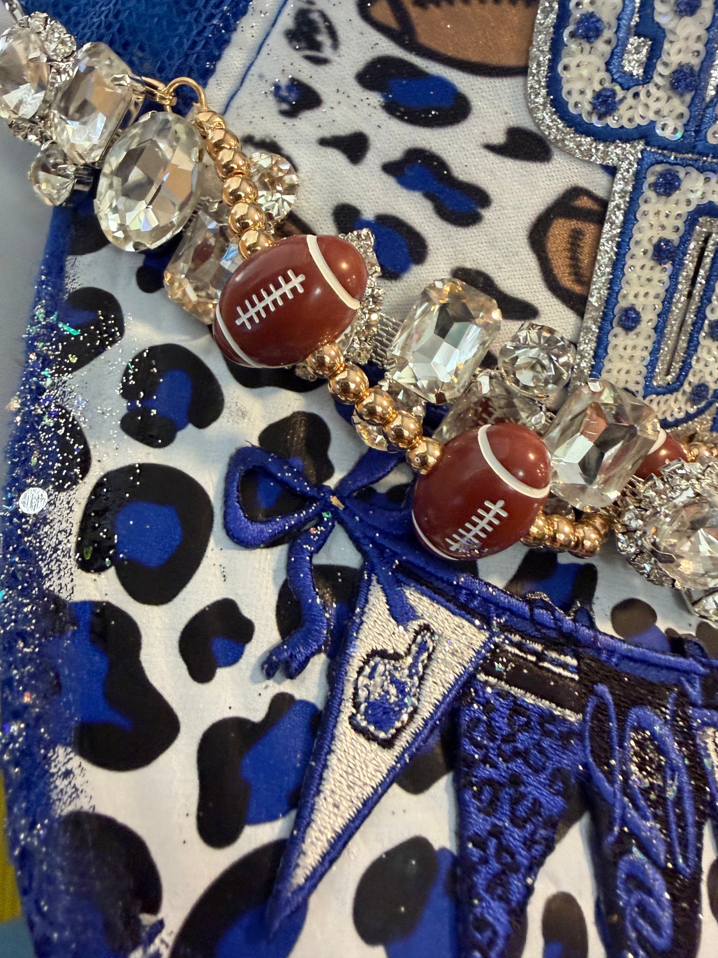 Blu Coconut Blue, White & Bling Football Trucker Hat 💙🏈