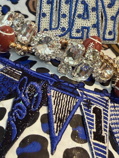 Blu Coconut Blue, White & Bling Football Trucker Hat 💙🏈