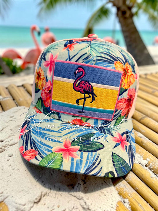 Blu Coconut Hawaiian Flamingo Trucker