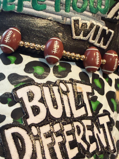 Blu Coconut Black and Green Football Trucker Hat. 💚🖤🏈