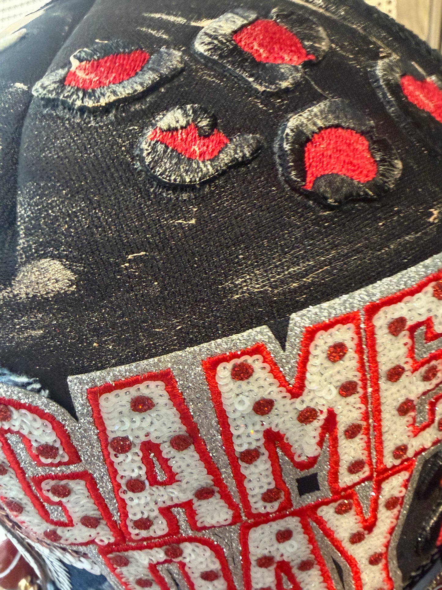 Blu Coconut black and red Football Trucker Hat. ❤️🖤🏈