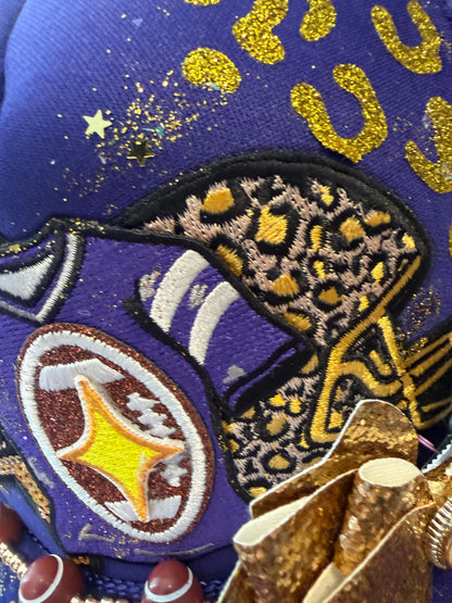 Blu Coconut purple and gold Football Trucker Hat 💜🏈