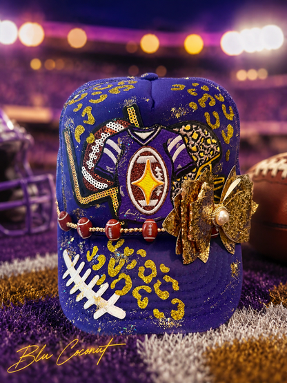 Blu Coconut purple and gold Football Trucker Hat 💜🏈