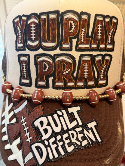 Blu Coconut Brown and khaki Pray Football Trucker Hat