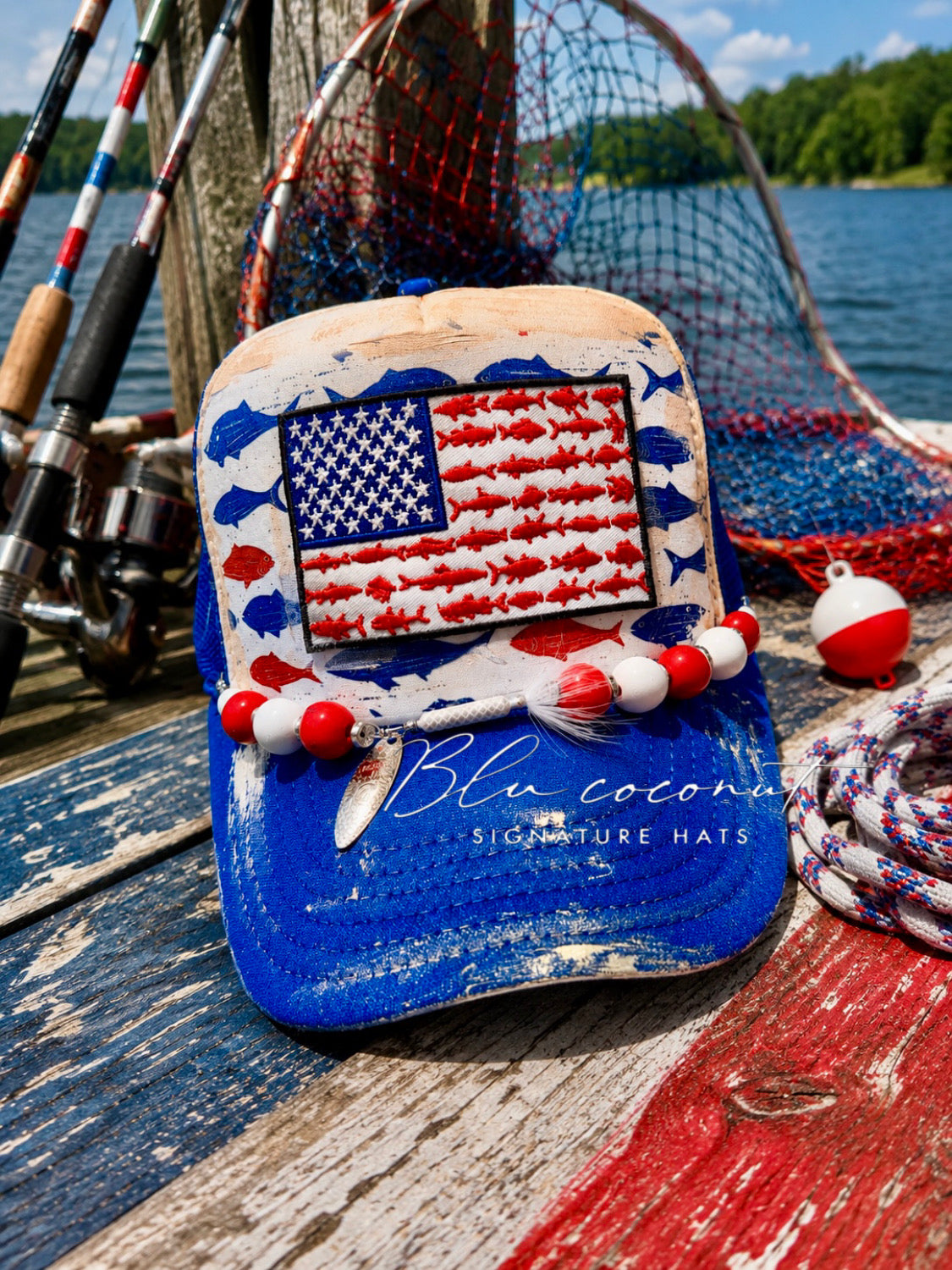 Blu Coconut patriotic fishing trucker