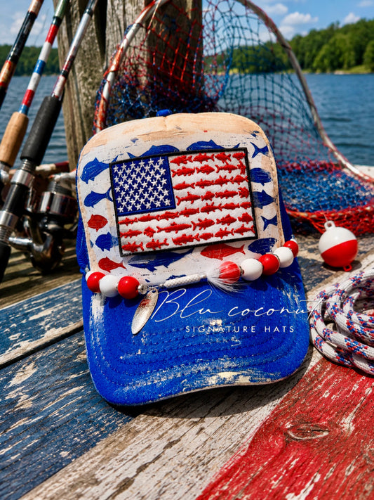 Blu Coconut patriotic fishing trucker