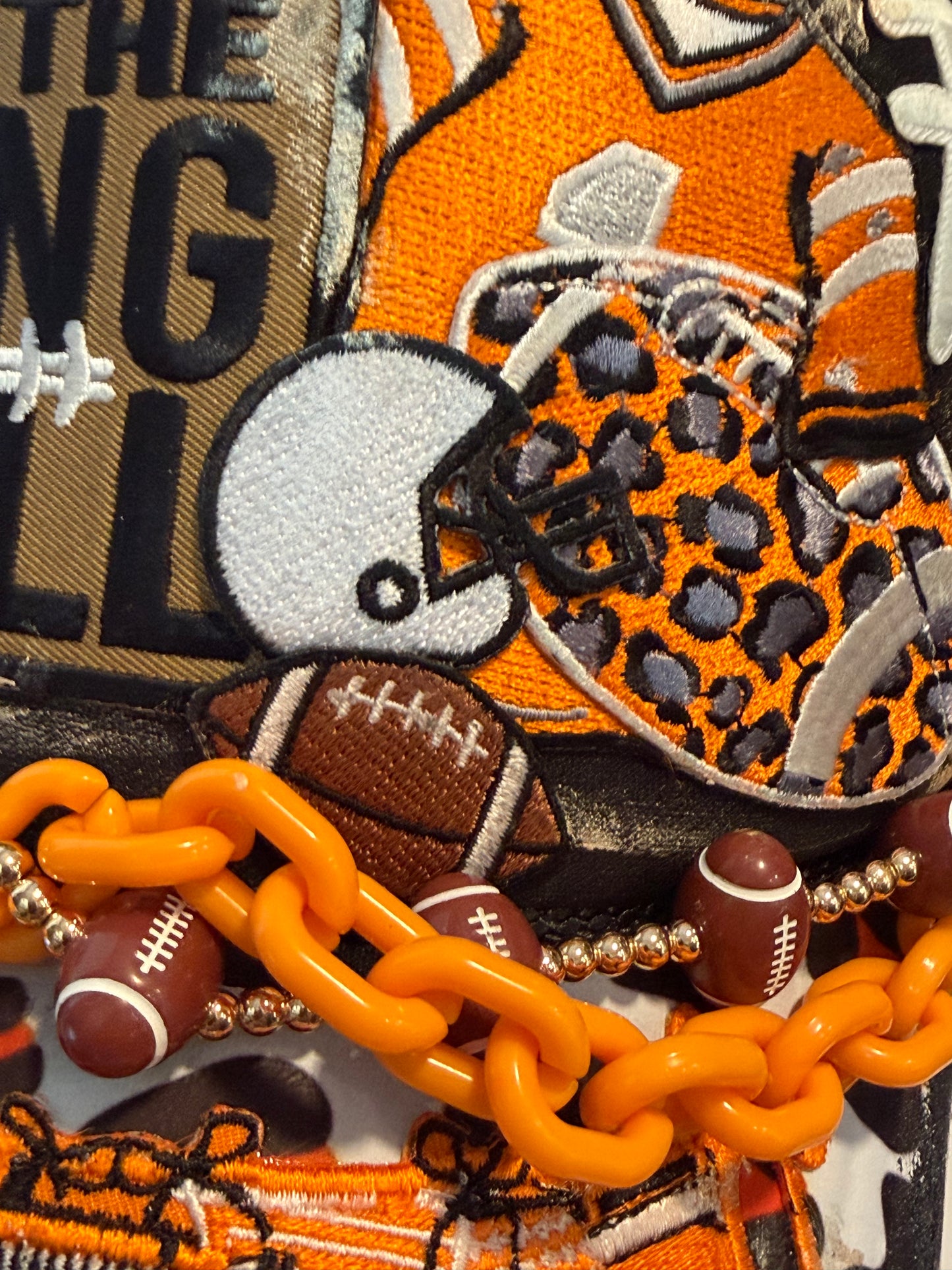 Blue Coconut black and orange football Trucker Hat 🧡 🖤🏈