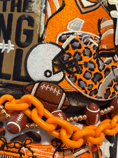 Blue Coconut black and orange football Trucker Hat 🧡 🖤🏈