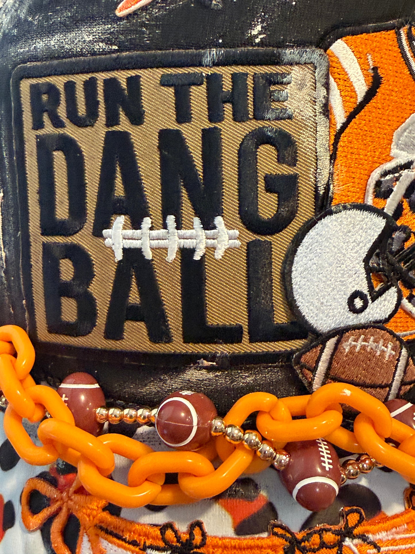 Blue Coconut black and orange football Trucker Hat 🧡 🖤🏈