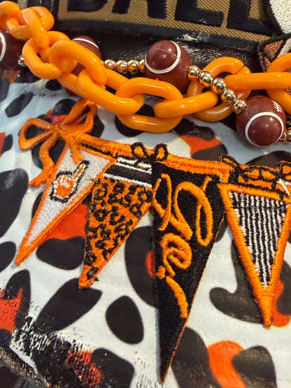 Blue Coconut black and orange football Trucker Hat 🧡 🖤🏈