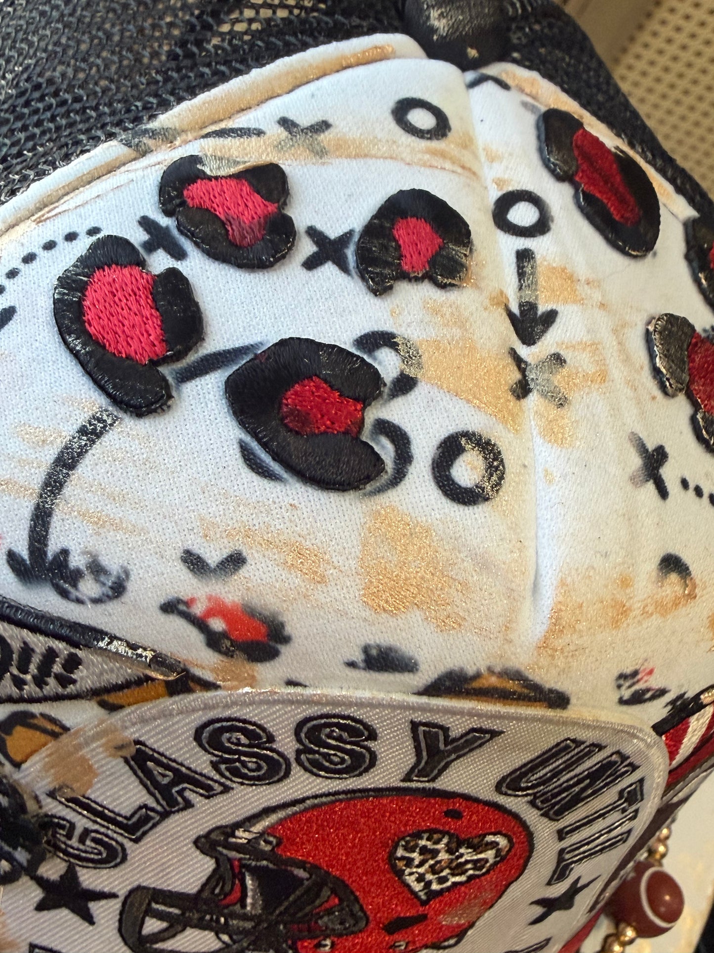 Blu Coconut black, white and red Football Trucker Hat. ❤️🖤🏈