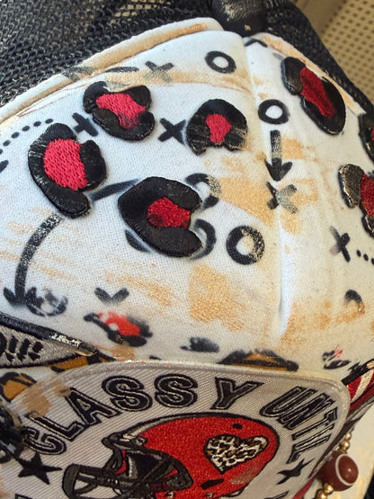 Blu Coconut black, white and red Football Trucker Hat. ❤️🖤🏈