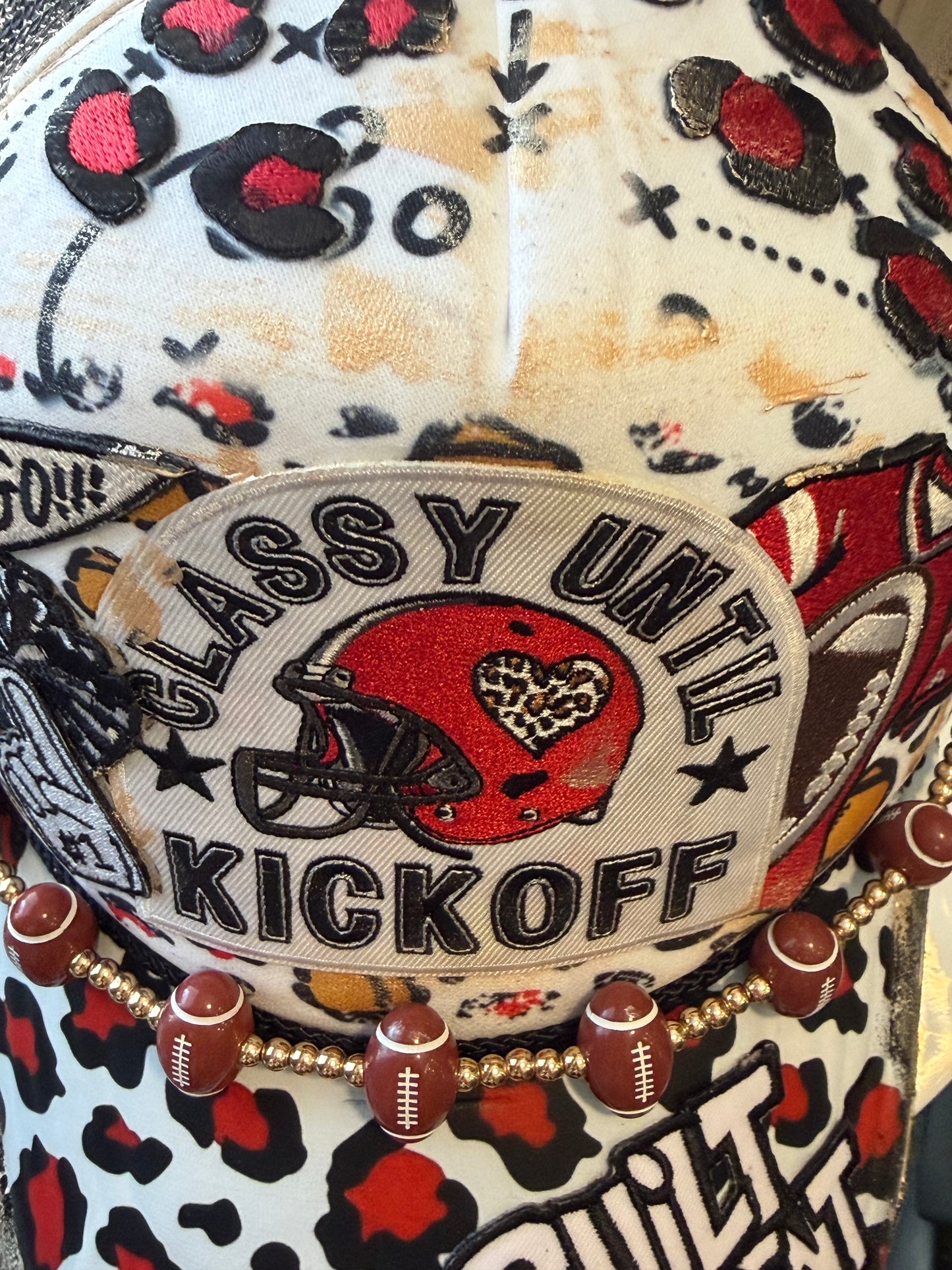 Blu Coconut black, white and red Football Trucker Hat. ❤️🖤🏈