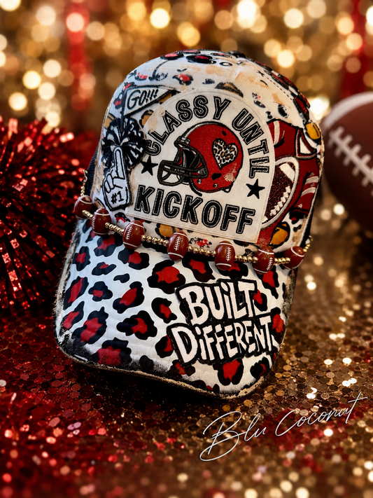 Blu Coconut black, white and red Football Trucker Hat. ❤️🖤🏈