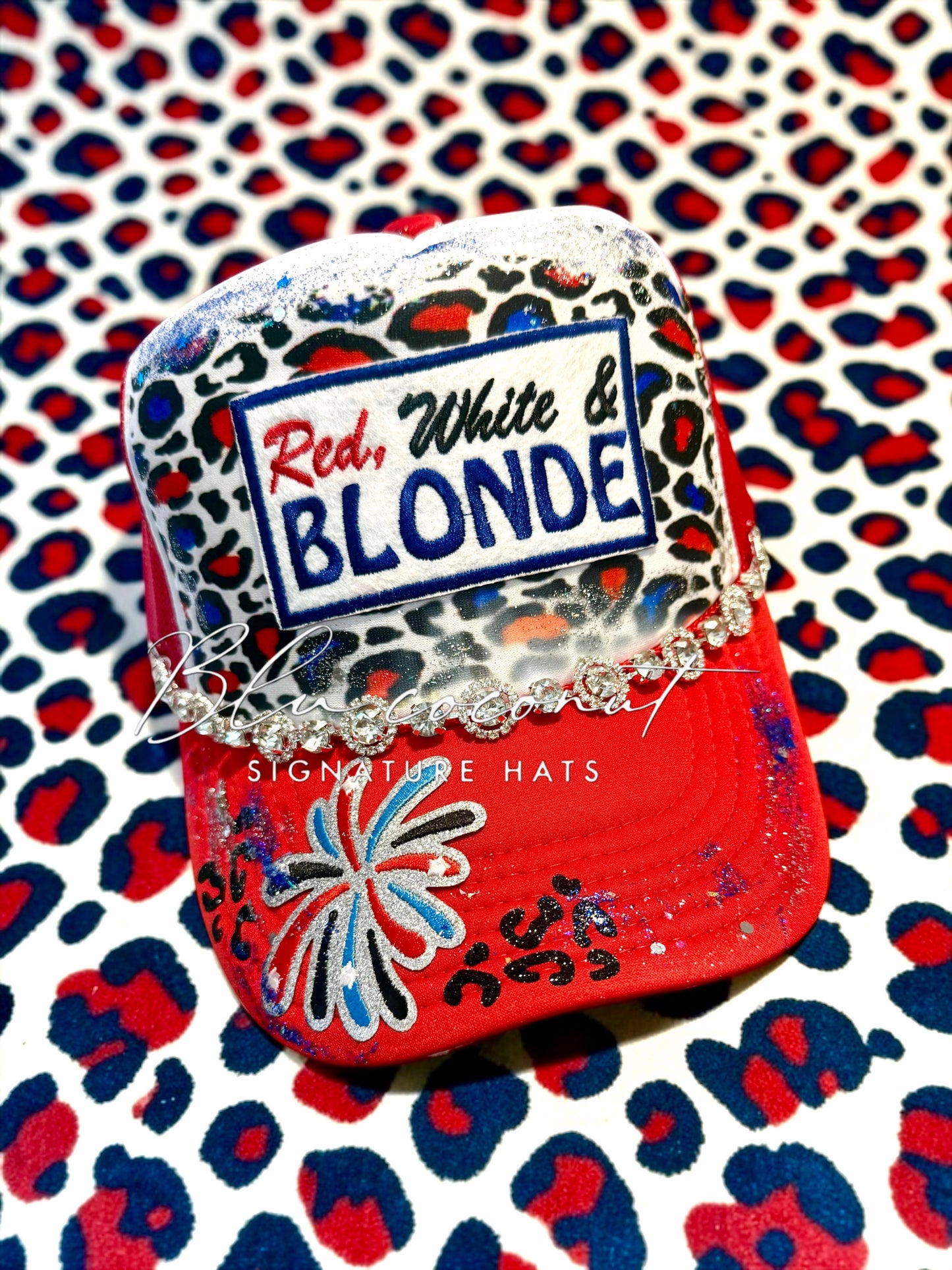 Blu Coconut Red, White and Blonde Trucker