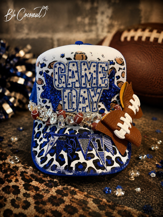 Blu Coconut Blue and White Football Trucker Hat