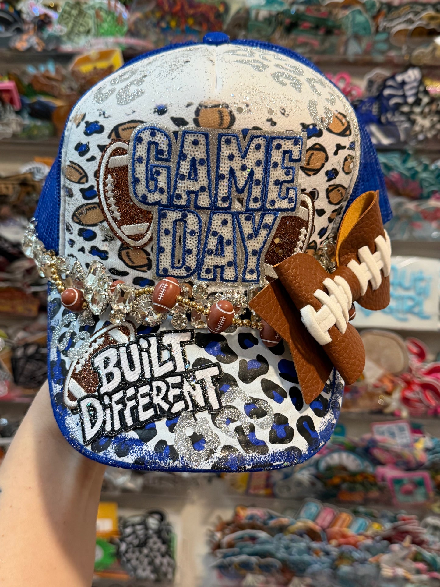 Blu Coconut Blue and White Football Trucker Hat