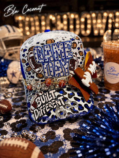 Blu Coconut Blue and White Football Trucker Hat