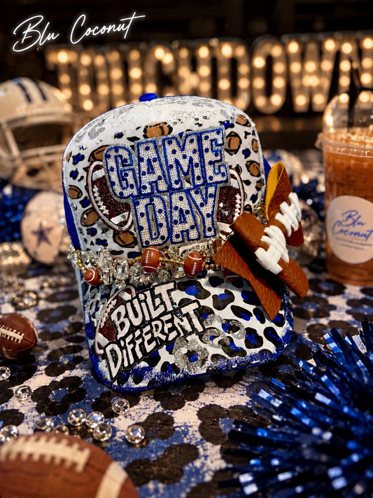 Blu Coconut Blue and White Football Trucker Hat