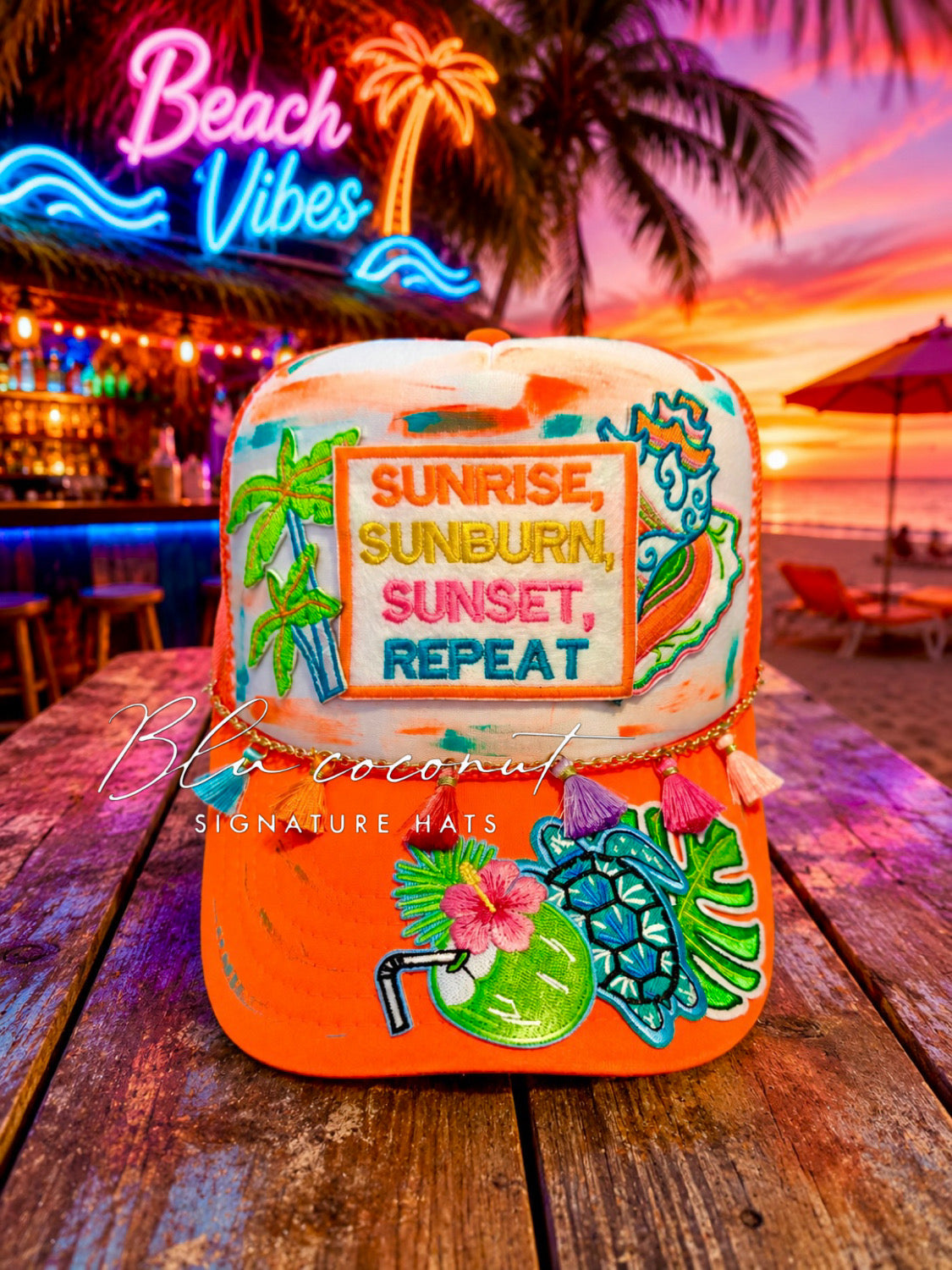 Blu Coconut Sunrise Sunset Trucker