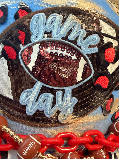 Blu Coconut Blu & Red Leopard Football Game Day Trucker Hat
