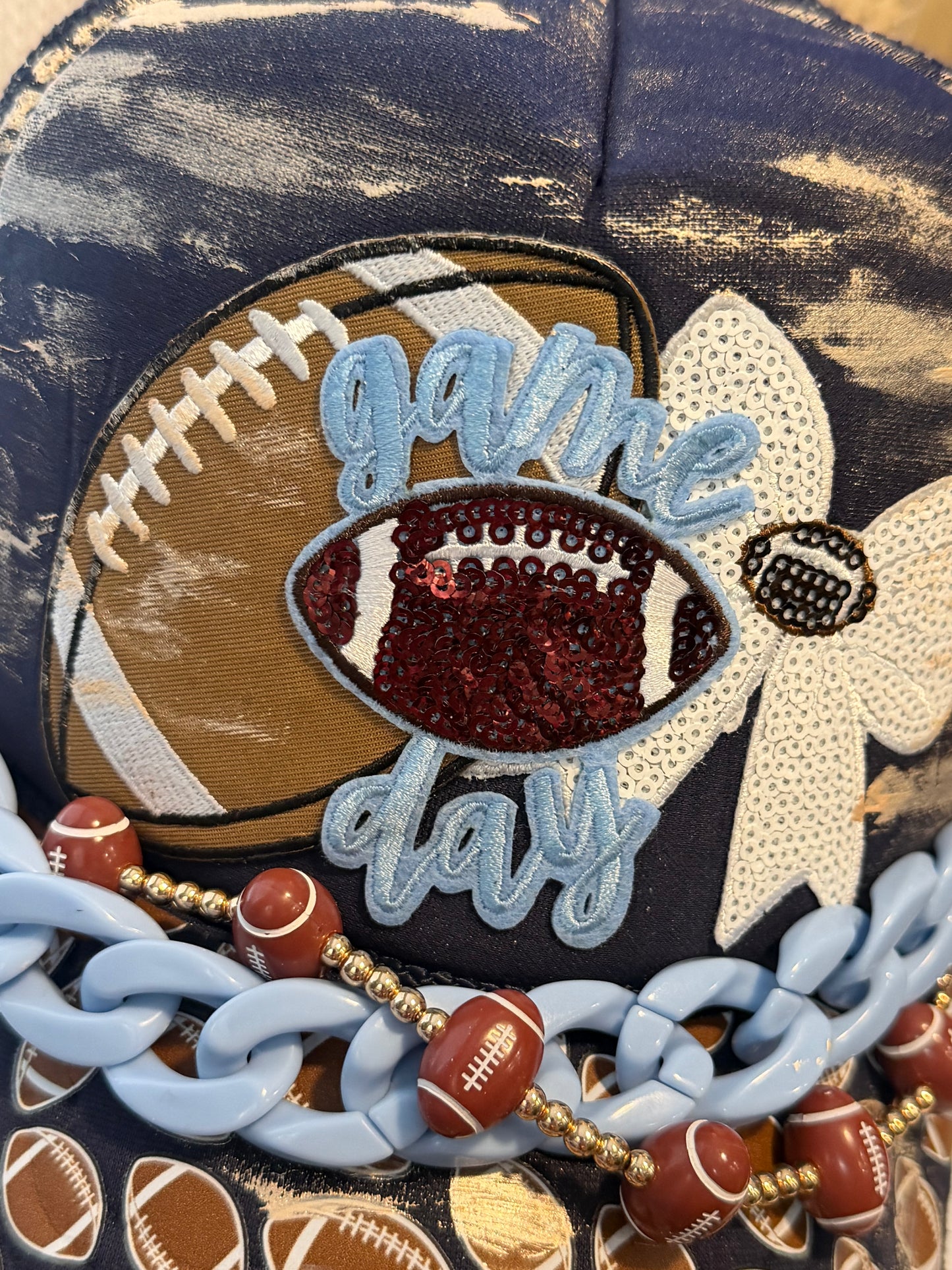 Blu Coconut Navy Blue & Light Blue Football Game Day Trucker Hat