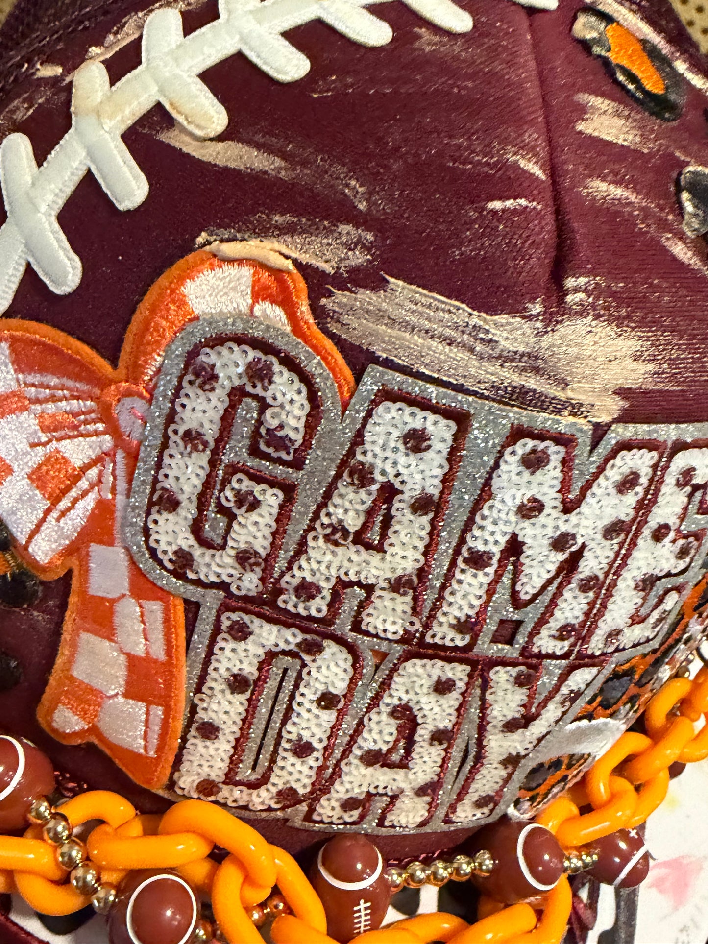 Blu Coconut Burgundy and Orange Football Trucker Hat