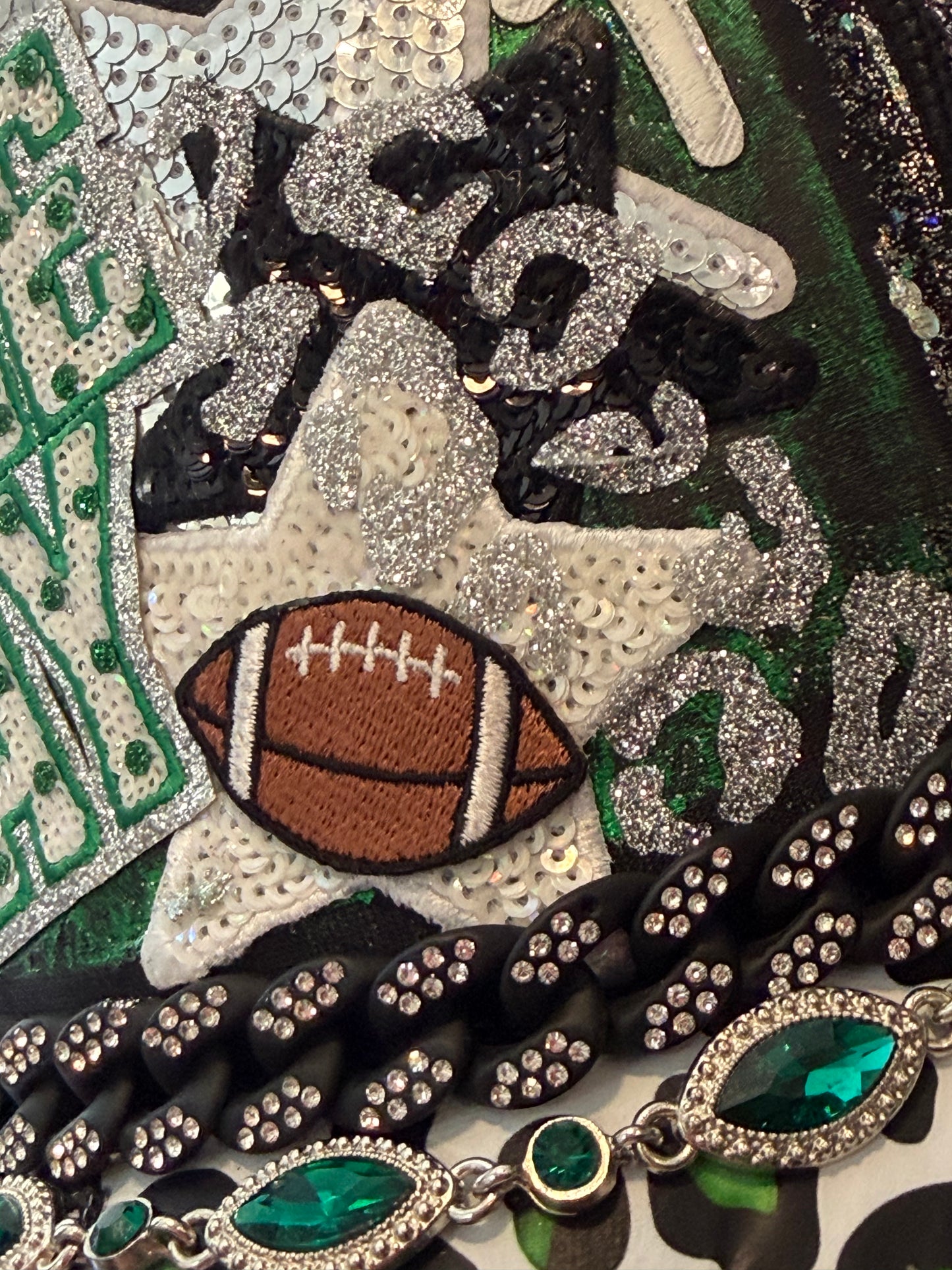 Blu Coconut Black and Green Football Trucker Hat. 💚🖤🏈
