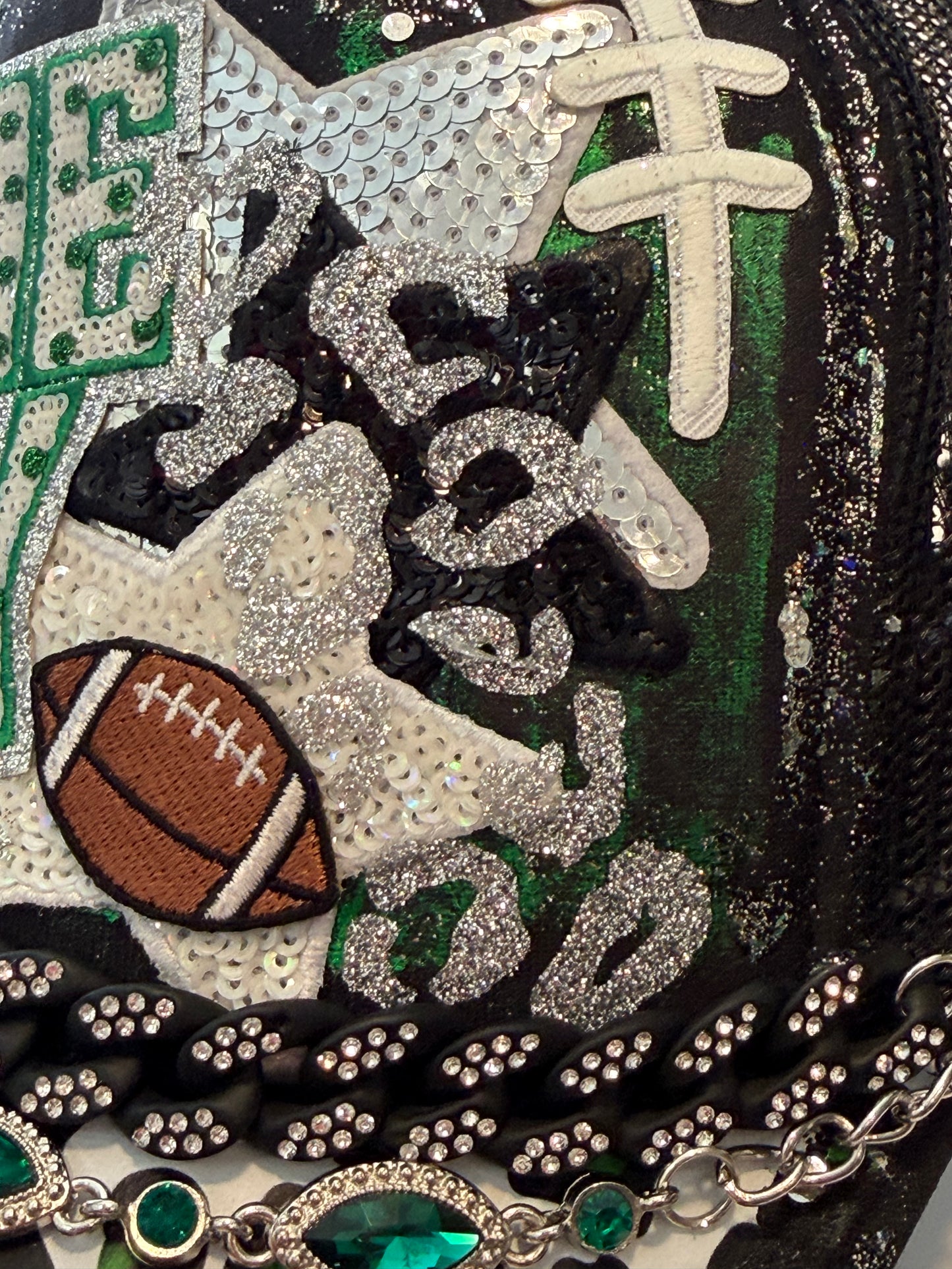 Blu Coconut Black and Green Football Trucker Hat. 💚🖤🏈