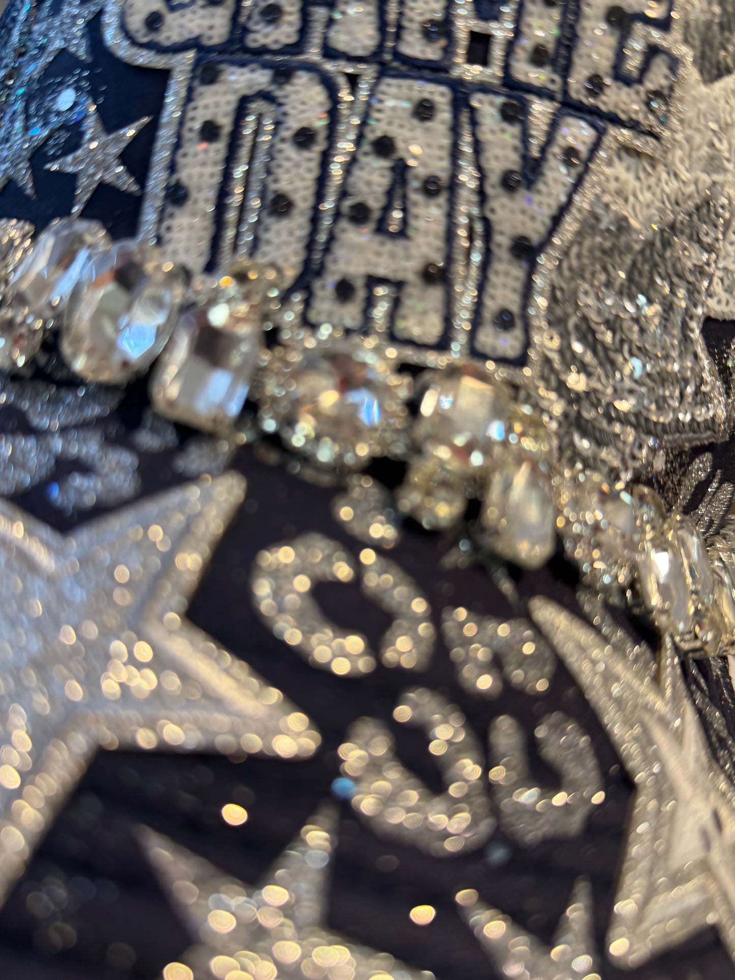 Blue Coconut navy, silver and BLINGGGGG football Trucker Hat