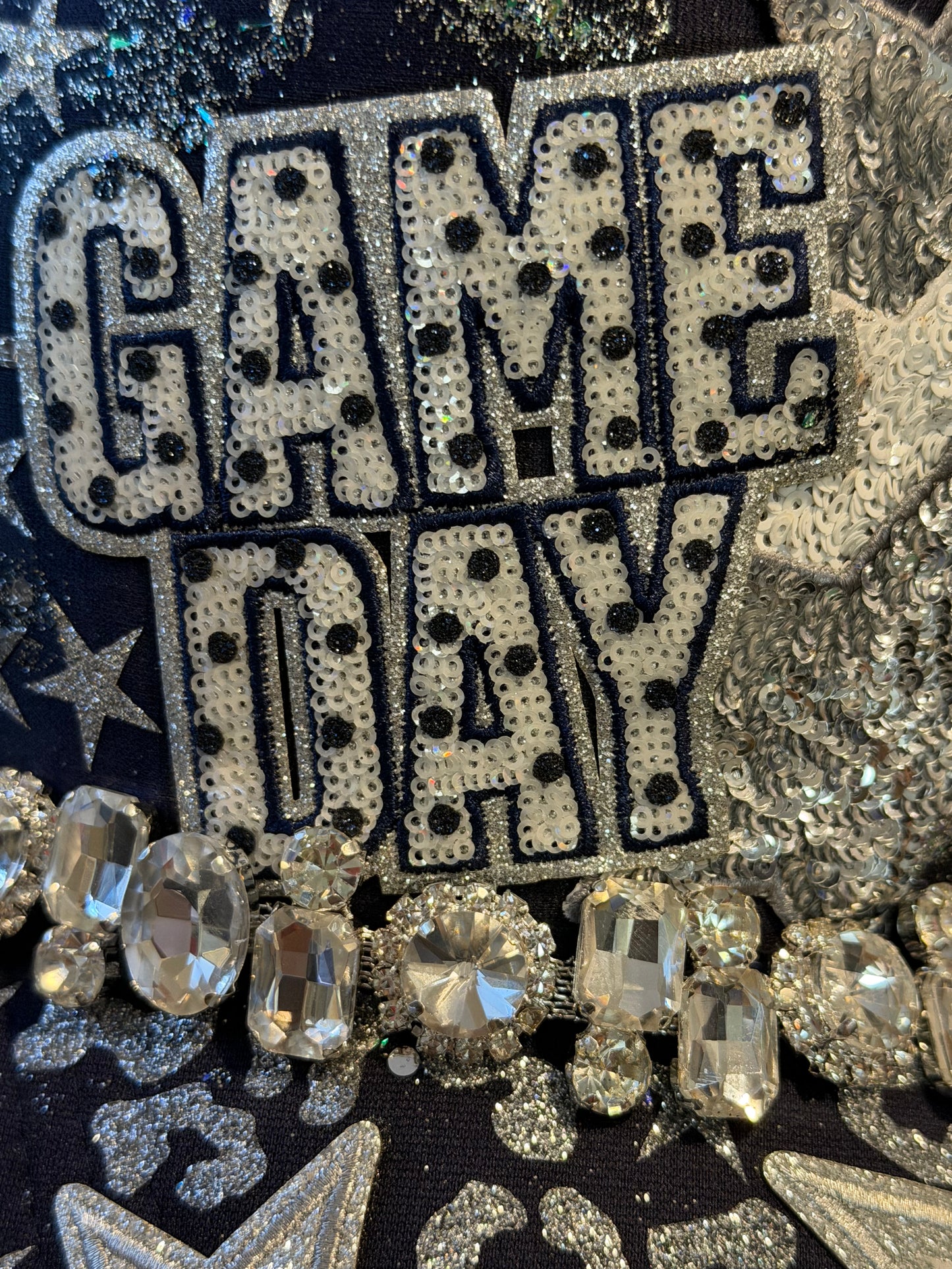 Blue Coconut navy, silver and BLINGGGGG football Trucker Hat