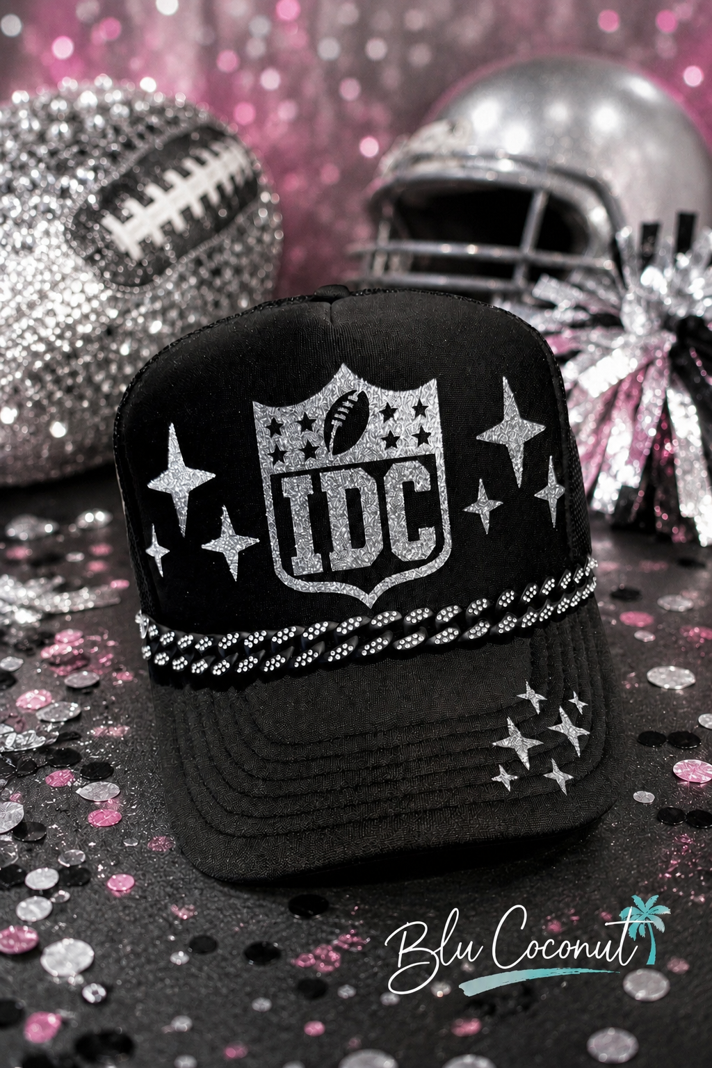 Blu Coconut Black & Silver Trucker Hat