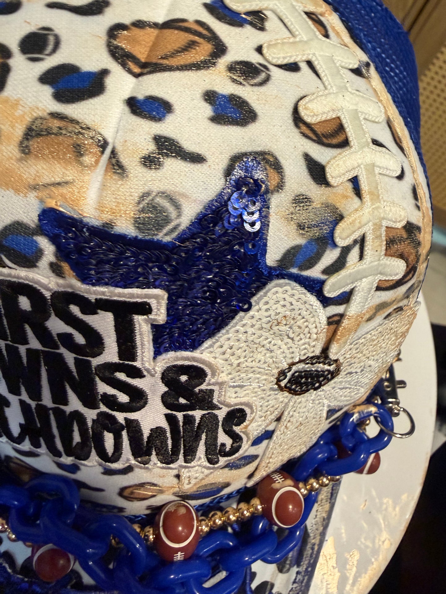 Blu Coconut Blue & White First Downs Football Trucker Hat
