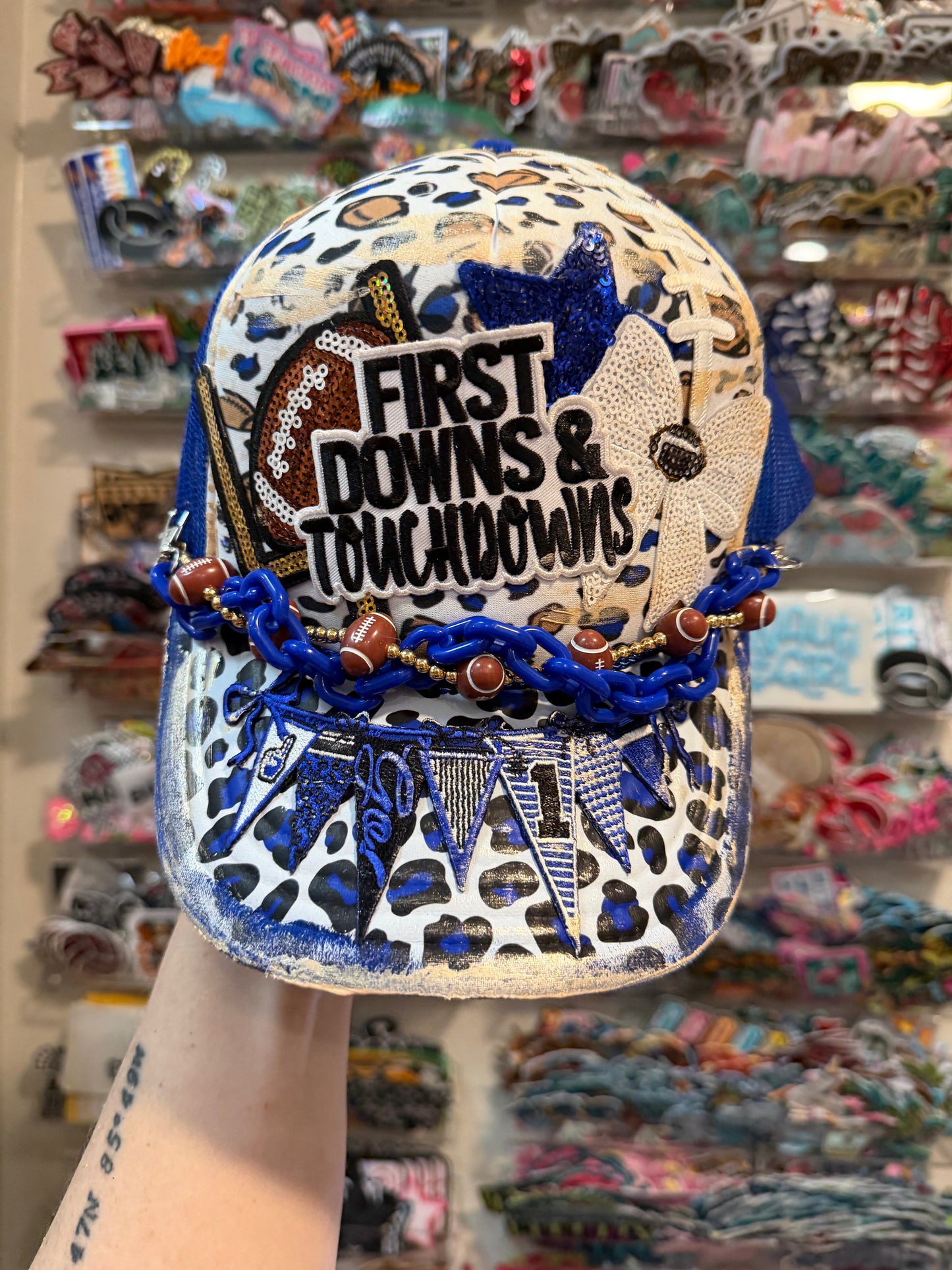 Blu Coconut Blue & White First Downs Football Trucker Hat