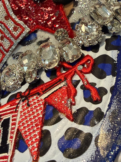 Blu Coconut Blue,Red White and Bling Football Trucker Hat. ❤️💙🏈