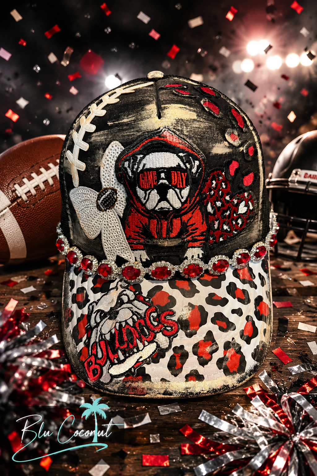 Blu Coconut Red & Black Football Game Day Trucker Hat