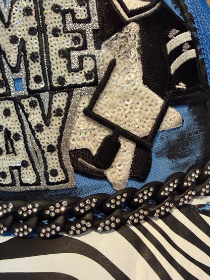 Blu Coconut Blue with black and white Football Trucker Hat