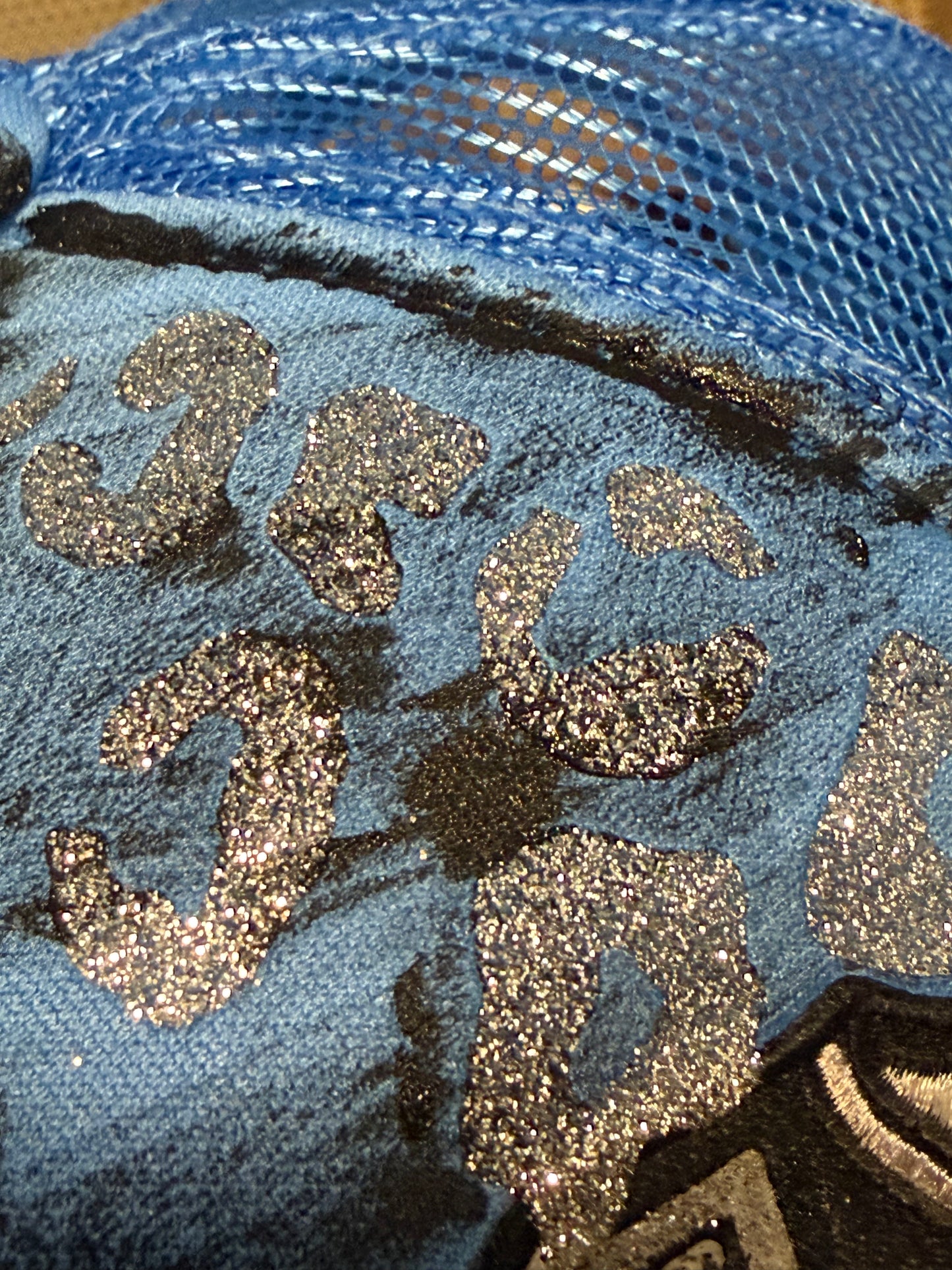 Blu Coconut Blue with black and white Football Trucker Hat