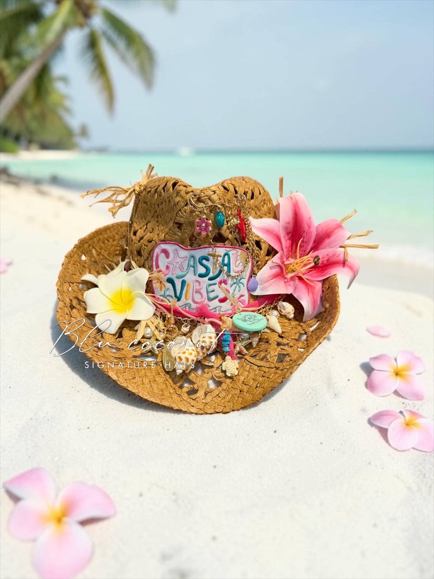🌴 BLU COCONUT COASTAL VIBES STRAW COWBOY HAT 🌴