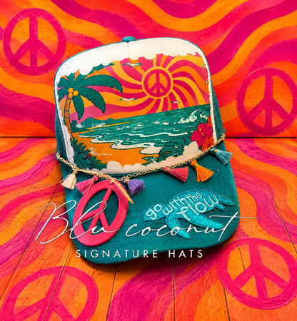 ☮️🌴 Go With The Flow – Blu Coconut Trucker 🌴☮️