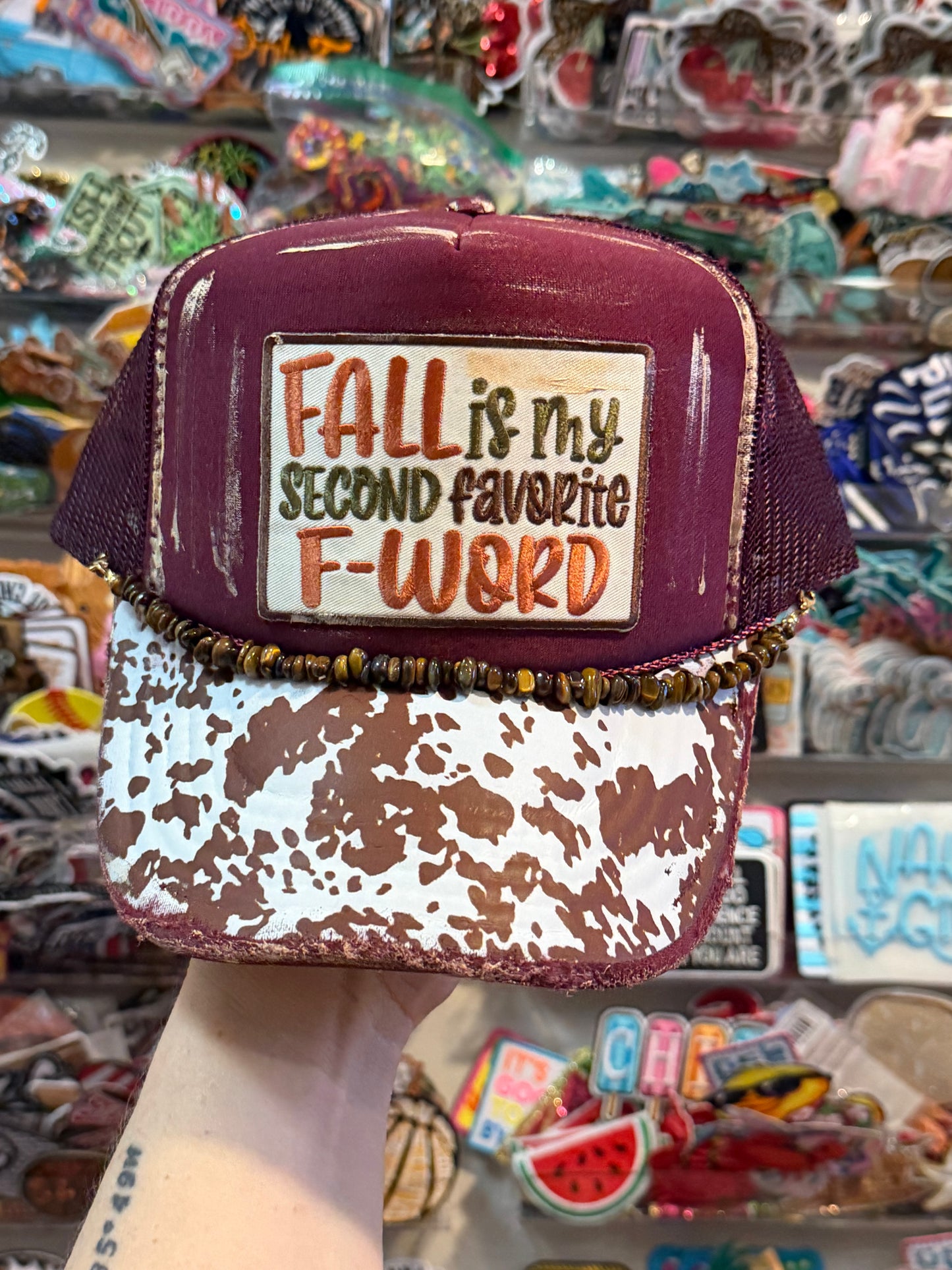 Blu Coconut Fall F word Trucker Hat