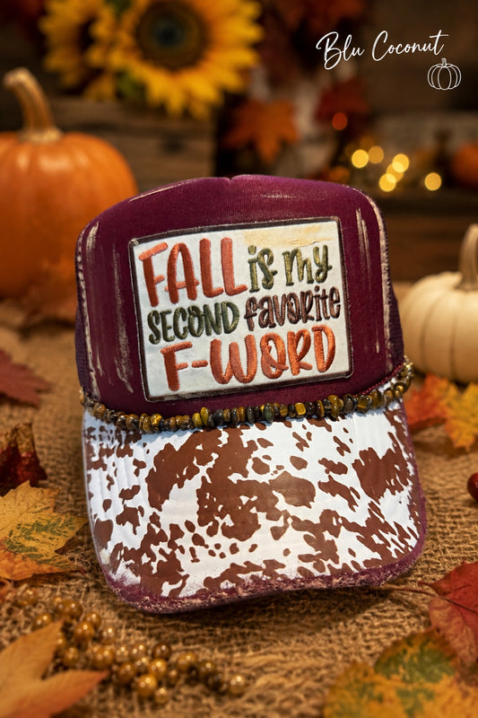 Blu Coconut Fall F word Trucker Hat