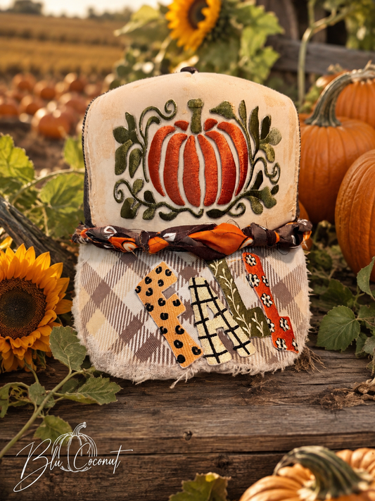 Blu Coconut Pumpkin Fall Bandana Trucker Hat