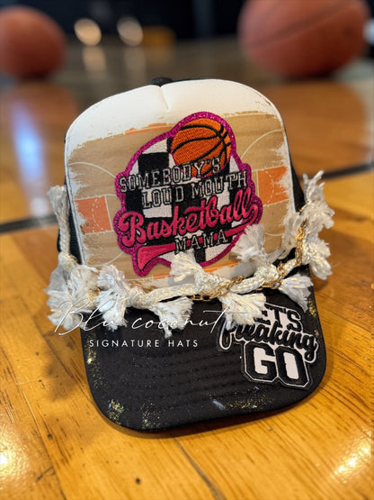 Blu coconut Loud Mouth Basketball Mom Trucker
