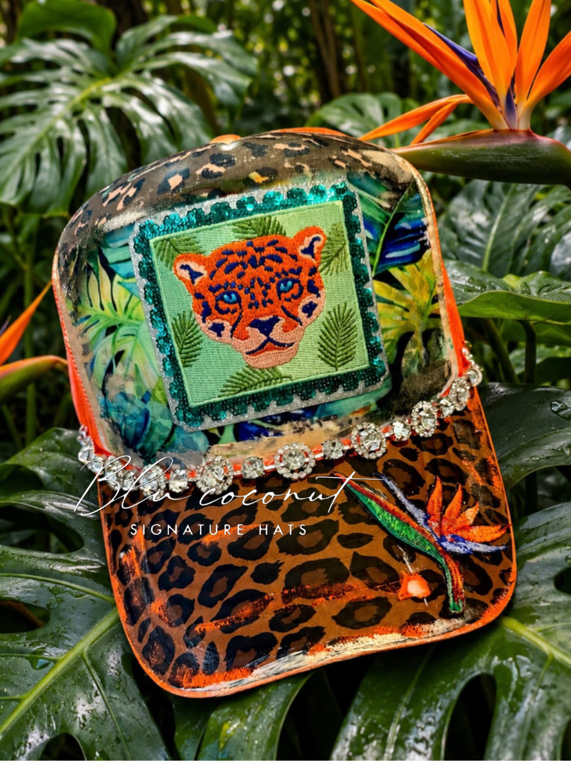Blu Coconut 🌿🐆 Tropical Tiger Luxe Trucker 🐆🌿
