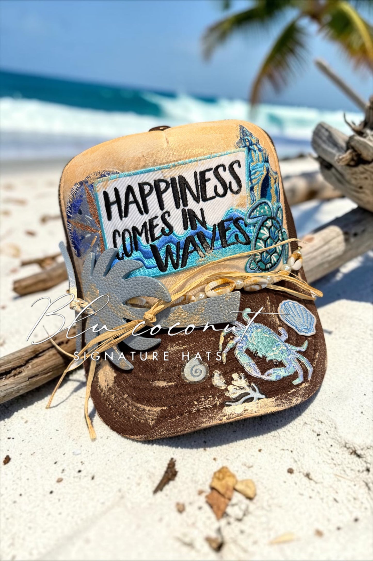 Blu Coconut Happiness Comes In Waves Trucker