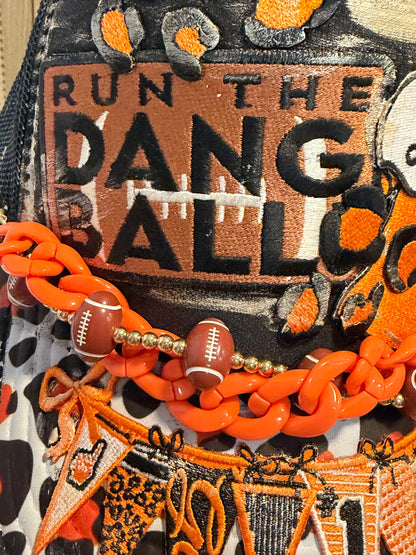 Blu Coconut Black and orange Football Game Day Trucker Hat