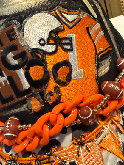 Blu Coconut Black and orange Football Game Day Trucker Hat