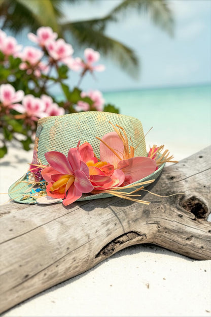 Blu Coconut 🌴🩵 Mint Coastal Fedora – One of a Kind