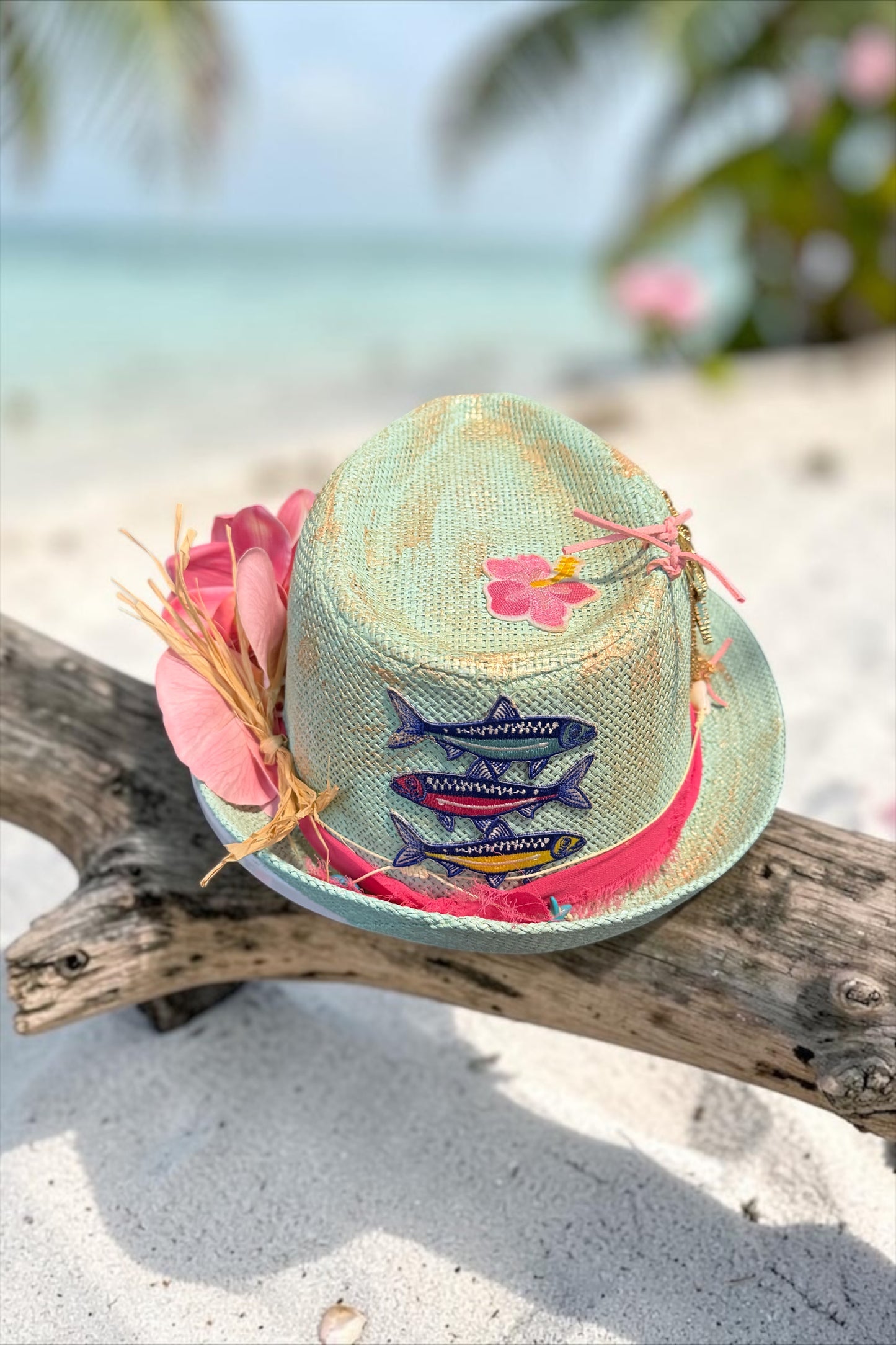 Blu Coconut 🌴🩵 Mint Coastal Fedora – One of a Kind